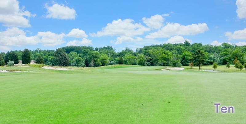 A hole that combines most of the strategic elements encountered throughout The Vineyards. Challenging the bunkers on the left side rewards you with the best shot angle to this two-tiered green. Left of the green, a Donald Ross-style bentgrass hollow may swallow you up.